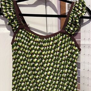Green and Brown Patterned Women's Top